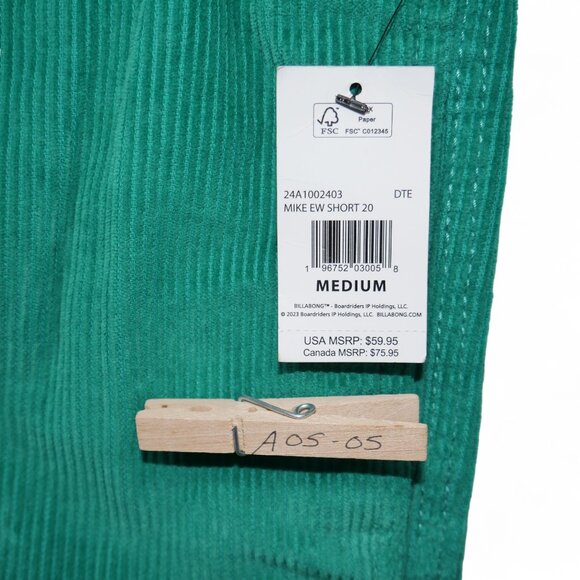 Billabong Mens Loose Fit Corduroy Shorts Green Size M Green Longrider Surf/Skate - Picture 6 of 10